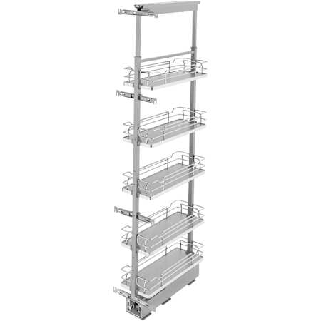 Rev-A-Shelf Contemporary 9-5/8"W x 58-1/4"H Adjustable Solid Surface 5 Shelf Pantry Organizer System with Soft Close Slides for Tall Pantry Cabinets Gray