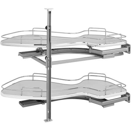 Rev-A-Shelf Contemporary 33"W Swing Out Pivot 2 Tier Cloud Garasolo Lazy Susan for Blind Left Cabinets Gray