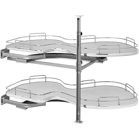 Rev-A-Shelf Contemporary 37-5/8"W Two Tier Cloud Lazy Susan Style Swing Out Blind Corner Organizer for Blind Right Cabinet Gray