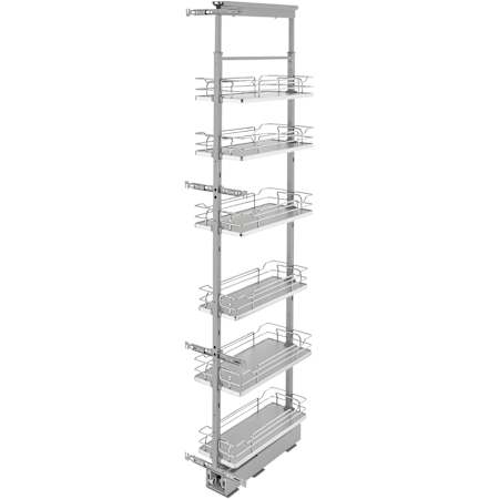 Rev-A-Shelf Contemporary 11-9/16"W x 73-1/2"H Soft Close Solid Shelf Pull Out Cabinet Pantry Organizer with 6 Shelves for Tall Pantry Cabinets Gray