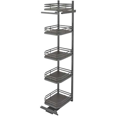 Rev-A-Shelf Contemporary 14-3/16"W x 74"H Solid Surface 5 Shelf Swing Out Pantry Organizer for Tall Pantry Cabinets Orion Gray
