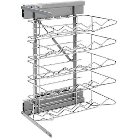 Rev-A-Shelf Modern 14"W Steel Frame Slide Out Pull Out Base Cabinet 20 Bottle Wine Rack Organizer with Soft Open and Close Chrome