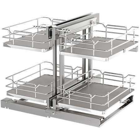 Rev-A-Shelf Modern 26-1/2" Wide Blind Corner Cabinet Organizer with Soft Close and Sliding Shelves Gray