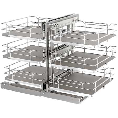Rev-A-Shelf Modern 32-5/8"W Soft Close 3 Tier Pull Out and Swivel 6 Shelf Blind Corner Cabinet Organizer Gray