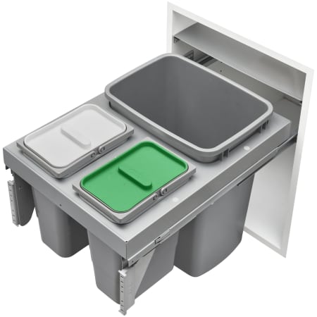 Rev-A-Shelf Modern 16-1/4"W Steel Top Mount Pull Out Combo Single 35 Qt Trash and Double 8Qt Recycle Slide Out Drawer System Gray