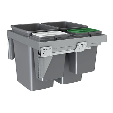 Rev-A-Shelf Modern 23"W Steel Frame Top Mount Double 35 Qt / 8.75 Gallon Pull Out Trash Can Recycle Center Gray