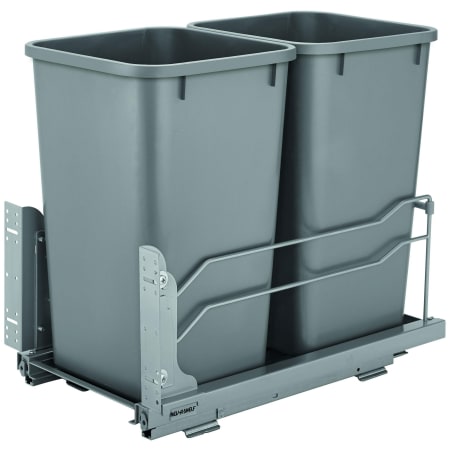 Rev-A-Shelf Modern 11" Wide 27 Quart Pull Out Trash Can System with Soft Close Slides and 2 Bins Silver