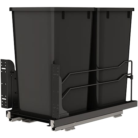 Rev-A-Shelf Modern 11" Wide 27 Quart Pull Out Trash Can System with Soft Close Slides and 2 Bins Black