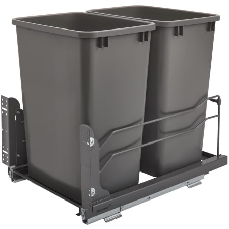 Rev-A-Shelf Modern 14-1/2"W Steel Bottom Mount Double 35 Qt / 8.75 Gallon Pull Out Trash Can with Soft Close Slides Orion Gray