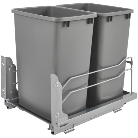 Rev-A-Shelf Modern 14-7/16" Wide 35 Quart Pull Out Trash Can System with Soft Close Slides and 2 Bins Silver