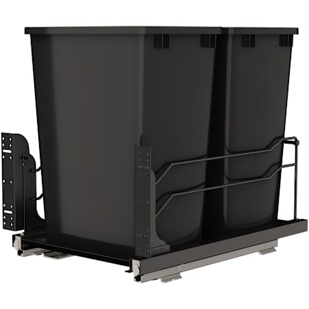Rev-A-Shelf Modern 14-7/16" Wide 35 Quart Pull Out Trash Can System with Soft Close Slides and 2 Bins Black