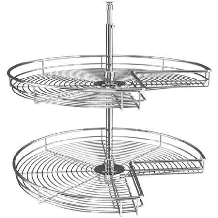 Rev-A-Shelf Classic 28" Kidney-Shaped 2-Shelf Lazy Susan for Corner Base Cabinets Chrome