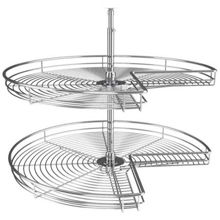 Rev-A-Shelf Classic Steel 2-Shelf 32" Kidney Shaped Lazy Susan for Corner Base Cabinets Chrome