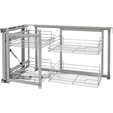 Rev-A-Shelf Contemporary 39"W Sliding Pull Out and Pivot 4 Shelf Blind Corner Cabinet Organizer Chrome