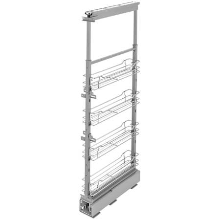 Rev-A-Shelf Modern 4-1/4"W x 43-1/2"H Adjustable Soft Close Cabinet Filler Pantry Organizer for Tall Pantry Cabinets Chrome