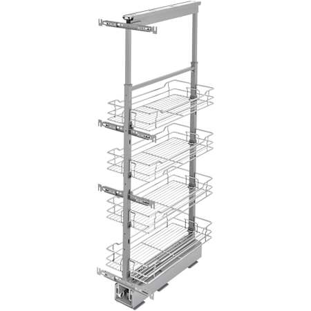 Rev-A-Shelf Modern 11-1/2"W x 43-1/2"H Soft Close Adjustable Shelf Pull Out Cabinet Pantry Organizer for Tall Pantry Cabinets Chrome