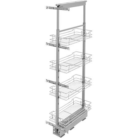 Rev-A-Shelf Modern 10"W x 50-3/4"H Soft Close Adjustable Shelf Pull Out Cabinet Pantry Organizer for Tall Pantry Cabinets Chrome