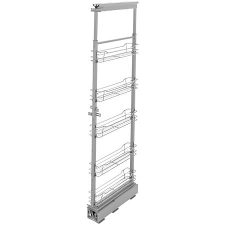 Rev-A-Shelf Modern 4-1/2"W x 58-1/4"H Soft Close Adjustable Shelf Pull Out Cabinet Pantry Filler Organizer for Tall Pantry Cabinets Chrome