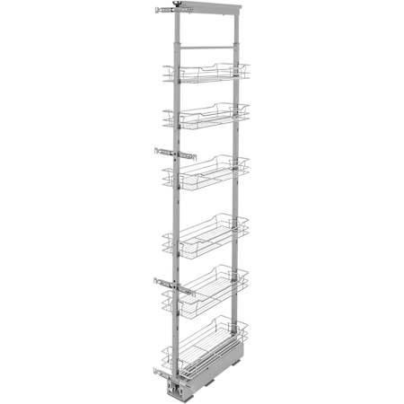 Rev-A-Shelf Modern 9-3/4"W x 73-3/4"H Soft Close Adjustable Shelf Tall Cabinet Pantry Organizer Chrome