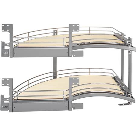 Rev-A-Shelf Contemporary 35-3/4"W Two Tier Curve Arc Lazy Susan Style Pull Out Organizer for Blind Corner Cabinets Maple