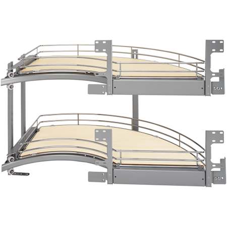 Rev-A-Shelf Contemporary 35-3/4"W Arc Curve Two Tier Split Lazy Susan Style Pull Out Organizer for Blind Left Corner Cabinets Maple