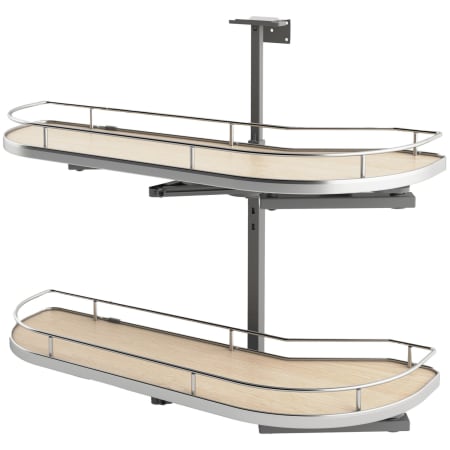 Rev-A-Shelf Modern 32-3/4"W Pull Out Two Tier Lazy Susan Style Girasolo Cabinet Organizer for Left Door / Blind Right Corner Cabinet - 12" Opening Chrome / Maple