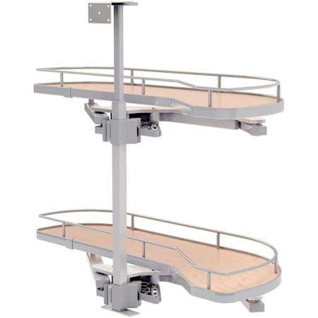 Rev-A-Shelf Modern 32-3/4"W Soft Close Pull Out Pivot / Swivel Two Tier Lazy Susan Style Girasolo Blind Left Cabinet Organizer for 12" Opening Maple
