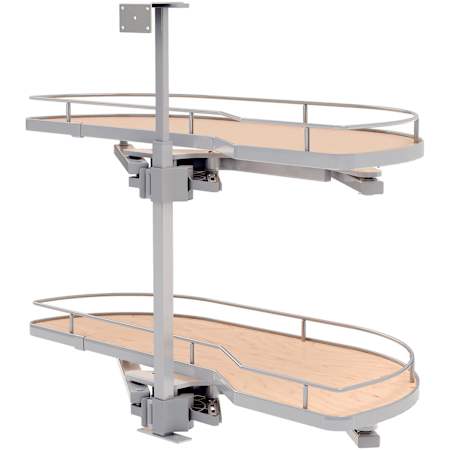Rev-A-Shelf Modern 35-1/2" Pull Out and Pivot Two Tier Girasolo Lazy Susan for Right Door / Blind Left Corner Cabinet - 15" Opening Maple