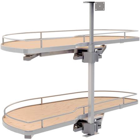 Rev-A-Shelf Modern 38-7/16" Pull Out and Pivot Two Tier Solid Bottom Girasolo Lazy Susan for Left Door / Blind Right Corner Cabinet - 18" Opening Maple