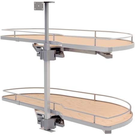 Rev-A-Shelf Modern 38-7/16"W Pull Out Two Tier Lazy Susan Style Girasolo for Right Door / Blind Left Corner Cabinet - 18" Opening Maple