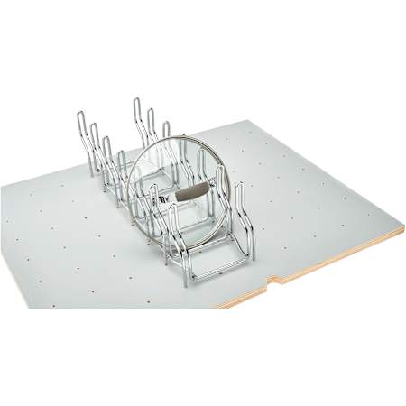 Rev-A-Shelf Wood Classics 5-1/4"W x 16-3/4"D Wire Frame Drop In Peg Board Pan Lid Organizer for 4DPS Peg Boards Chrome