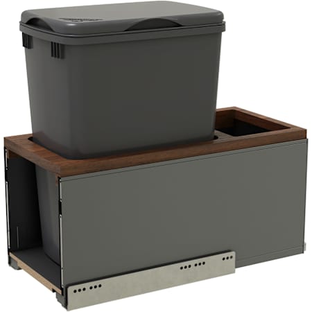 Rev-A-Shelf Legrabox Single 32 Qt / 8 Gallon Pull Out Trash Can System with Soft Close Slides for 12" Frameless Base Cabinets Matte Dark Brown