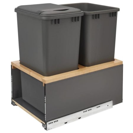 Rev-A-Shelf Legrabox 16-1/2"W Built In Pull Out Double 50 Qt / 12.5 Gallon Trash Can / Waste System for Full Height Cabinets with Soft Close Slides Orion Gray / Maple