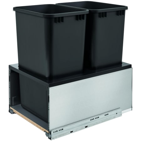 Rev-A-Shelf Legrabox 16-1/2"W Built In Pull Out Double 50 Qt / 12.5 Gallon Trash Can / Waste System for Full Height Cabinets with Soft Close Slides Stainless Steel / Black