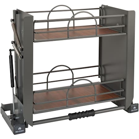 Rev-A-Shelf Modern 22-1/4"W 2 Tier Pull Down Shelf Organizer for Wall Cabinets Orion Gray