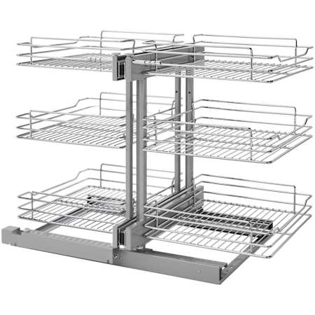 Rev-A-Shelf Classic 32-1/4"W Soft Close Steel Wire Frame 6 Shelf Pull Out Swivel Blind Corner Cabinet Organizer Chrome