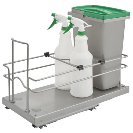 Rev-A-Shelf Sink Classics 9"W Under Sink Pull Out Cleaning Organizer with Small 8L Bin, (2) Spray Bottles and Soft Close Slides Chrome