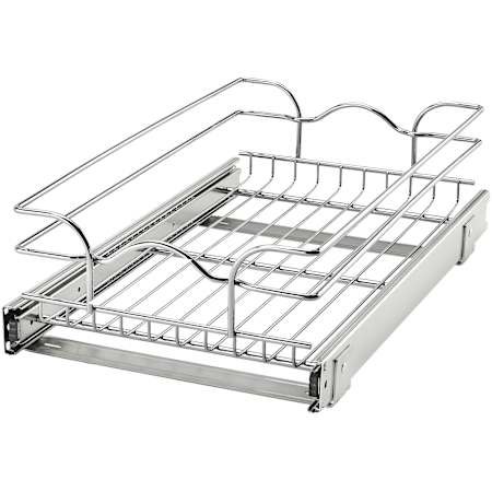 Rev-A-Shelf Classic 11-1/2"W Single Tier Bottom Mount Pull Out Steel Wire Frame Slide Out Basket Organizer Chrome