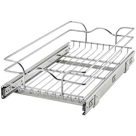 Rev-A-Shelf Classic 11-1/2"W Single Shelf / Tier Bottom Mount Pull Out Steel Basket Cabinet Organizer Chrome