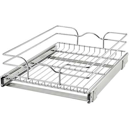 Rev-A-Shelf Classic 14-1/2"W Single Tier / Shelf Bottom Mount Pull Out Base Cabinet Basket Organizer Chrome