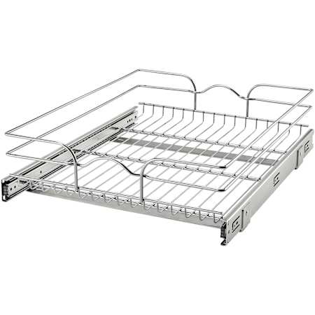 Rev-A-Shelf Classic 17-1/2"W Single Tier Bottom Mount Pull Out Steel Cabinet Basket Organizer Drawer Chrome