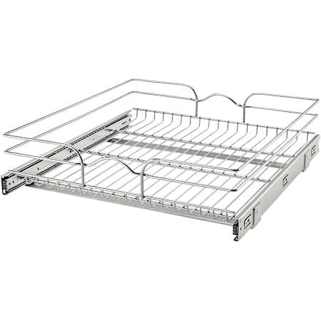 Rev-A-Shelf Classic 20-1/2"W Single Tier Bottom Mount Pull Out Cabinet Basket Sliding Organizer Chrome
