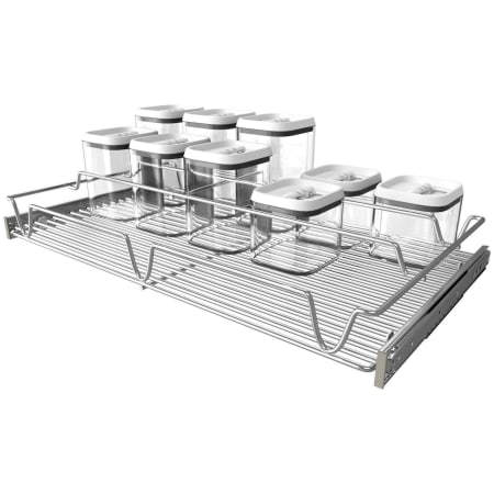 Rev-A-Shelf Classic 24"W x 14"D Deluxe Pull Out Pantry Container Basket Drawer Organizer with (9) Food Storage Containers Chrome