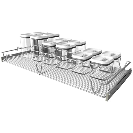 Rev-A-Shelf Deluxe 30"W Pull Out Pantry Container Basket Slider Organizer with (12) Food Storage Containers for Custom Walk-In Pantry Storage Chrome
