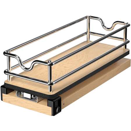 Rev-A-Shelf Wood Classics 5" Single-Tier Wide Wire Wall Upright Pullout Polished Chrome