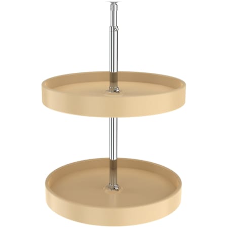 Rev-A-Shelf Classic Double 2 Tier 18" Full Circle Synchronized Lazy Susan with 24-31" Adjustable Pole for Corner Wall Cabinets Almond