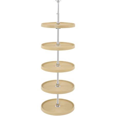Rev-A-Shelf Classic 5 Tier 18" Full Circle Lazy Susan with 56-62" Adjustable Height Pole for Pantry Cabinets Almond