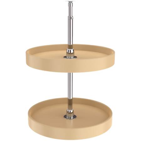 Rev-A-Shelf Classic 18" 2 Tier Full Circle Lazy Susan with 26-31" Adjustable Height Pole for Corner Wall Cabinets - 60lb Capacity Almond
