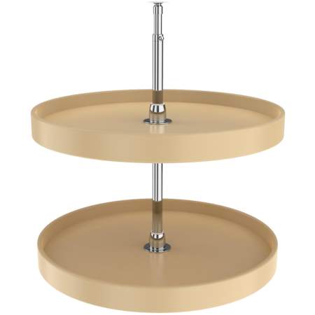 Rev-A-Shelf Classic Full Circle 24" 2 Tier Lazy Susan with 26-31" Adjustable Height Pole for Corner Base Cabinets Almond