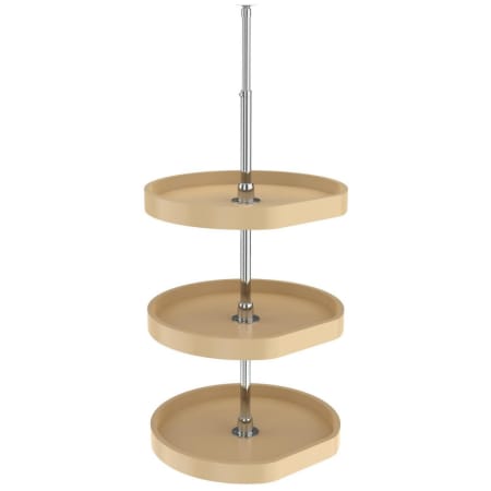 Rev-A-Shelf Classic 3 Tier 20" D Shaped Flat Side Lazy Susan with 38-46" Adjustable Height Pole for Corner Wall Cabinets Almond